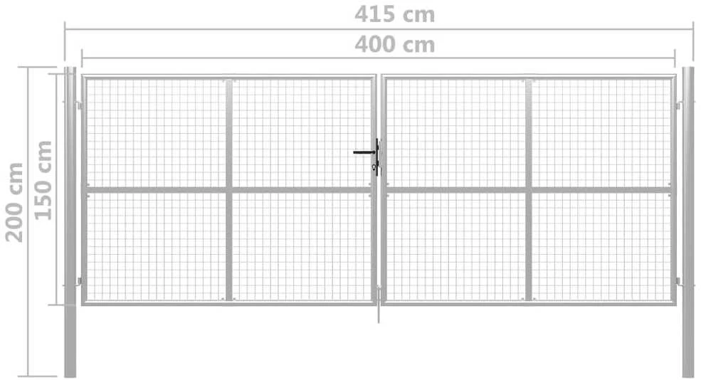 Sodo vartai, sidabrinės sp., 415x200cm, galvanizuotas plienas