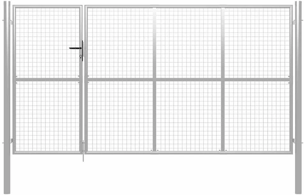 Sodo vartai, sidabrinės spalvos, 350x150cm, plienas