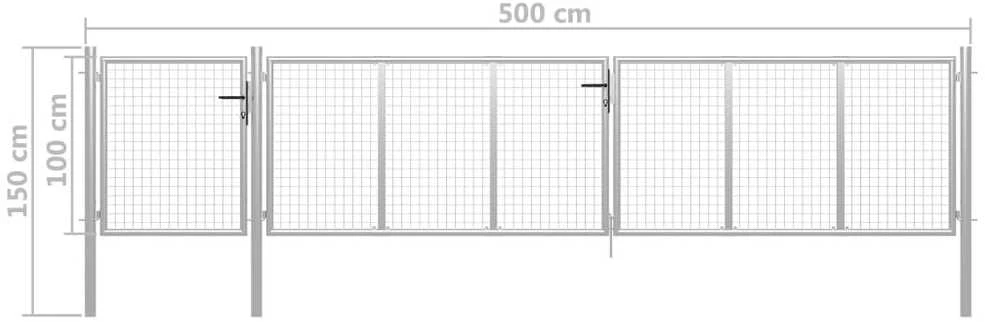 Sodo vartai, sidabrinės spalvos, 500x100cm, plienas