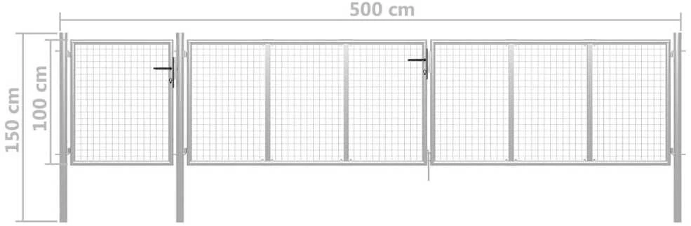 Sodo vartai, sidabrinės spalvos, 500x100cm, plienas