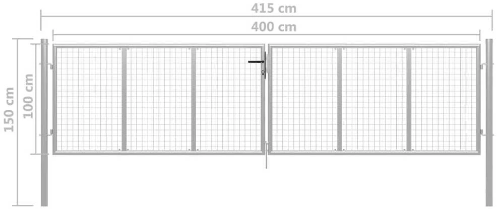 Sodo vartai, sidabriniai, 415x150cm, galvanizuotas plienas