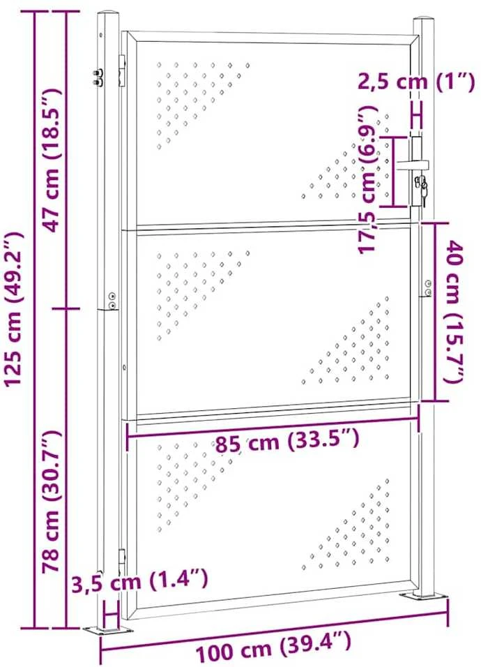 Sodo vartai 85 x 120 cm Nerūdijantis plienas Užrakintas