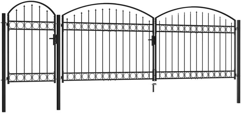 Sodo vartai su arkiniu viršumi, juodi, 1,75x5m, plienas