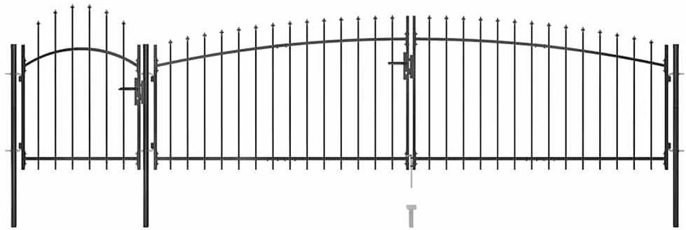 Sodo vartai su iečių viršugaliais, juodos spalvos, 5x1,5m