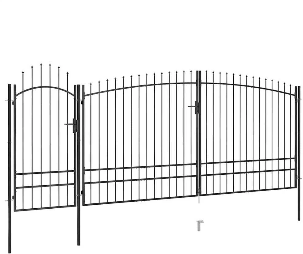 Sodo vartai su iečių viršugaliais, juodos spalvos, 5x2,45m