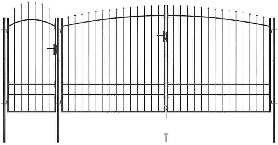 Sodo vartai su iečių viršugaliais, juodos spalvos, 5x2,45m