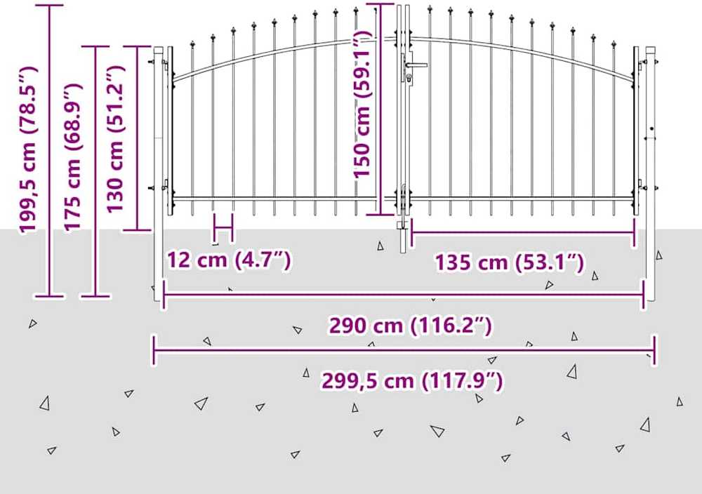 Dviejų durų vartai WOERDEN 299,5 x 199,5 cm Plienas Užrakintas