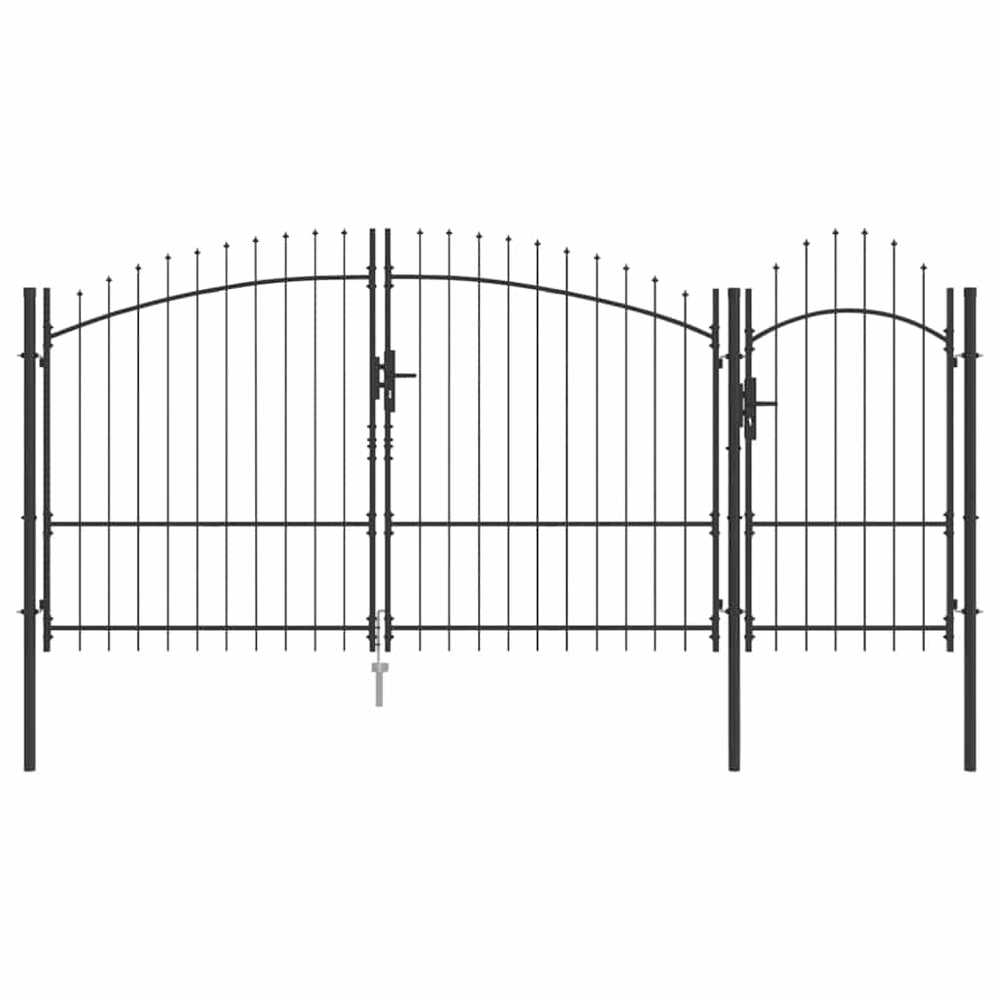 Sodo vartai WOERDEN 175 x 400 cm Plienas Pilka Užrakintas