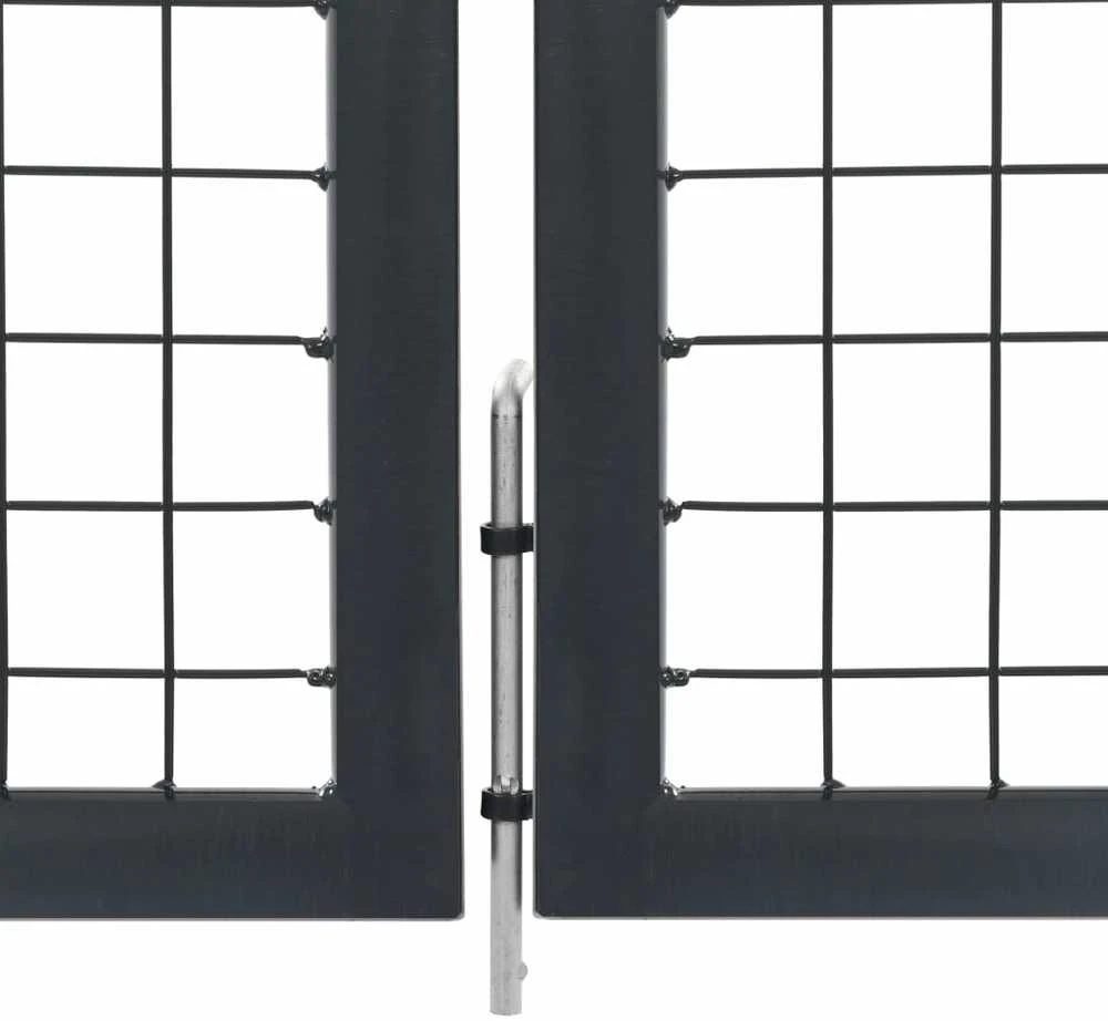 Sodo vartai su stulpais, antracito sp., 350x120 cm, plienas