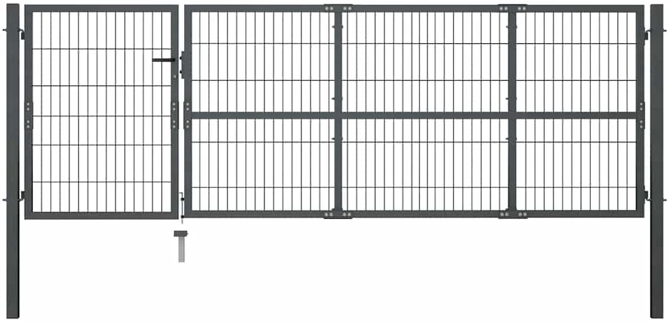 Sodo vartai su stulpais, antracito sp., 350x100 cm, plienas