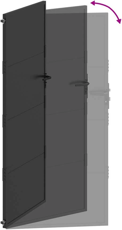 Sodo vartai 110 x 180 cm Juoda Užrakintas