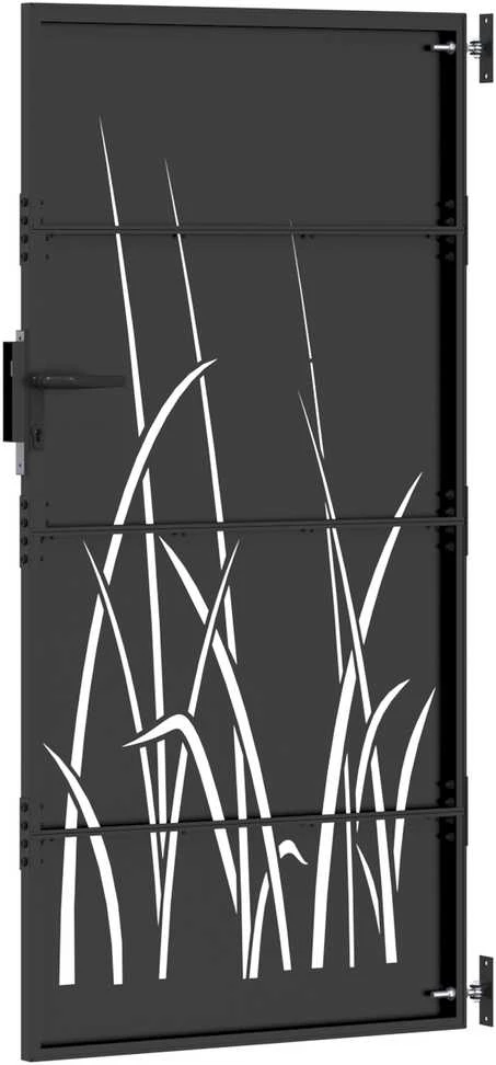 Sodo vartai Juoda 85 x 200 cm Milteliniu būdu padengtas plienas