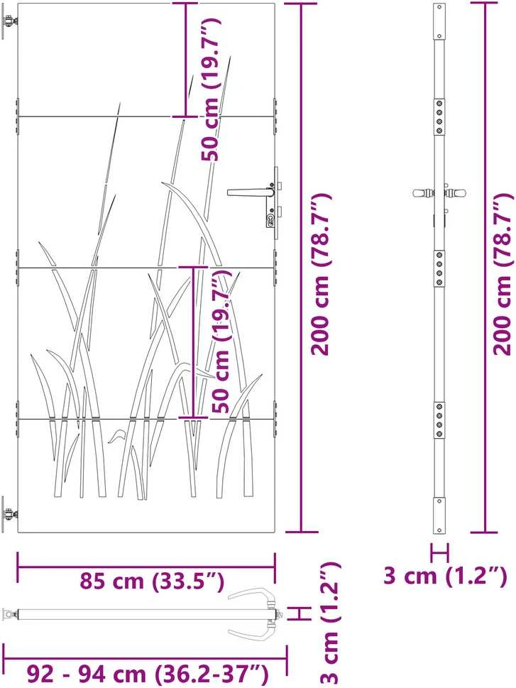 Sodo vartai Juoda 85 x 200 cm Milteliniu būdu padengtas plienas
