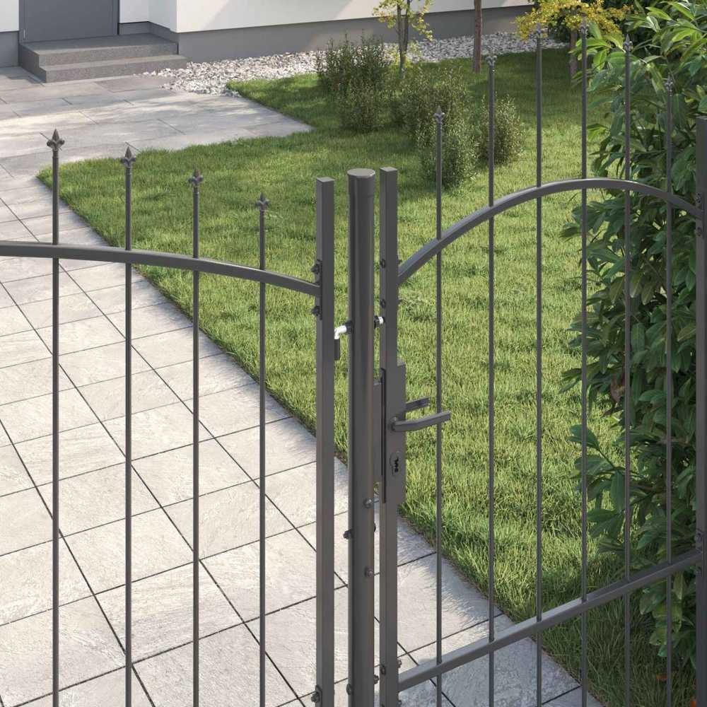 Sodo vartai WOERDEN 175 x 400 cm Plienas Pilka Užrakintas