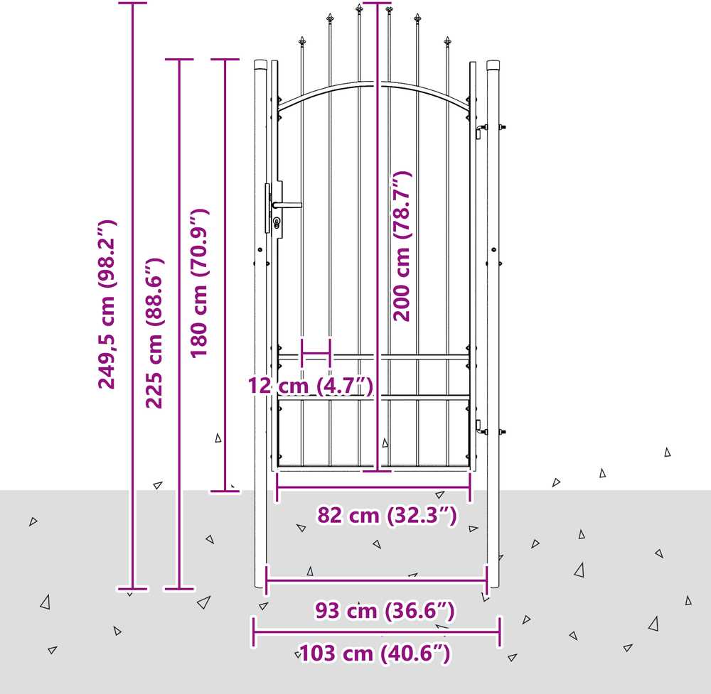 Sodo vartai WOERDEN 200 x 100 cm Plienas Pilka Užrakintas