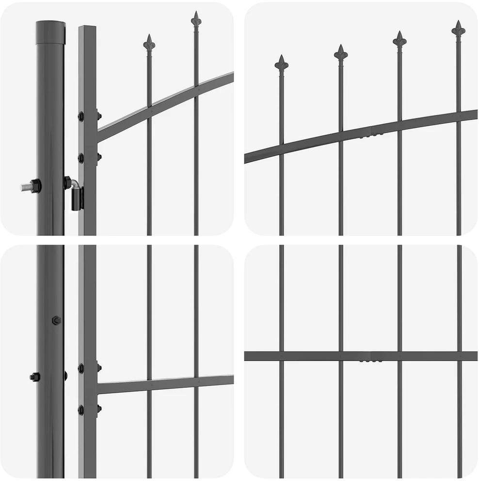 Sodo vartai WOERDEN 125 x 500 cm Plienas Pilka Užrakintas