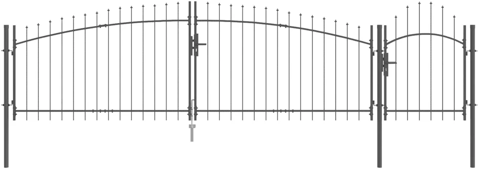 Sodo vartai WOERDEN 125 x 500 cm Plienas Pilka Užrakintas