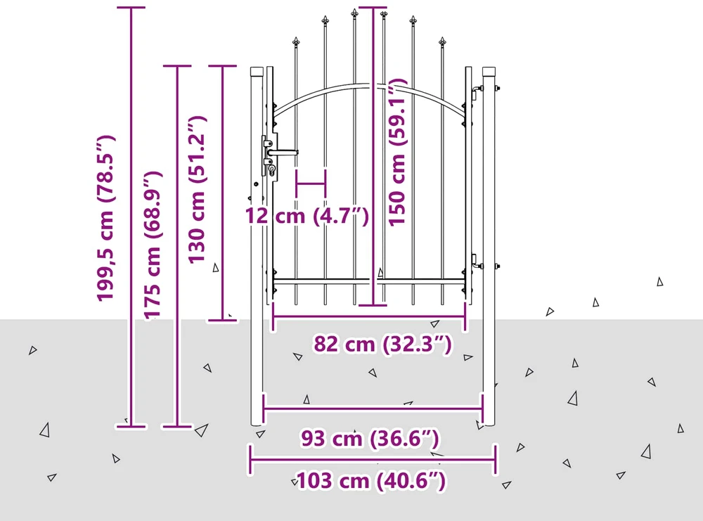 Sodo vartai WOERDEN 150 x 100 cm Plienas Pilka Užrakintas