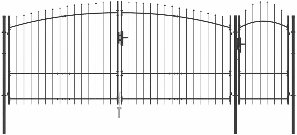 Sodo vartai WOERDEN 150 x 400 cm Plienas Pilka Užrakintas