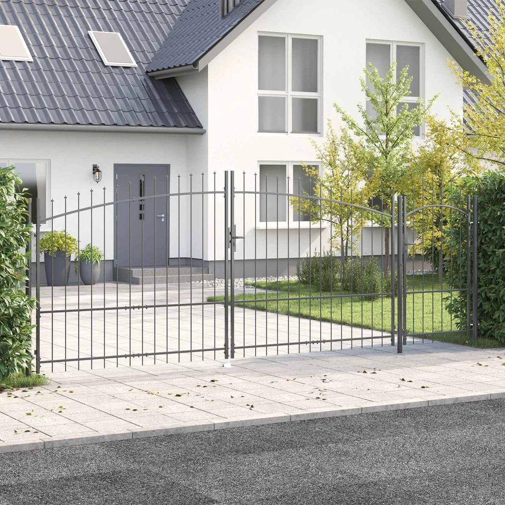 Sodo vartai WOERDEN 175 x 500 cm Užrakintas Plienas Pilka