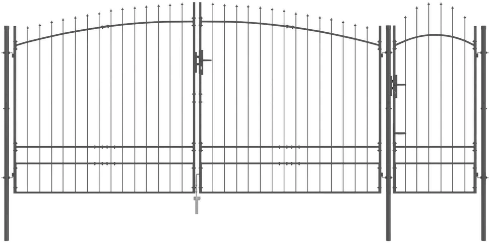 Sodo vartai WOERDEN 200 x 500 cm Užrakintas Plienas Pilka