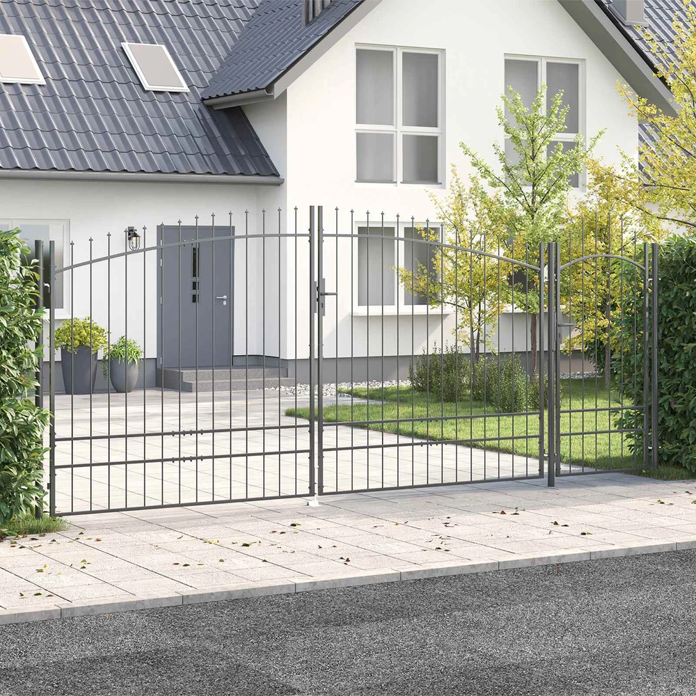 Sodo vartai WOERDEN 200 x 500 cm Užrakintas Plienas Pilka