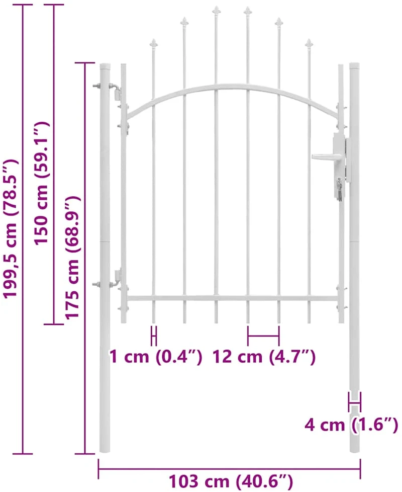 Sodo vartai, balti, 1x2m, plienas