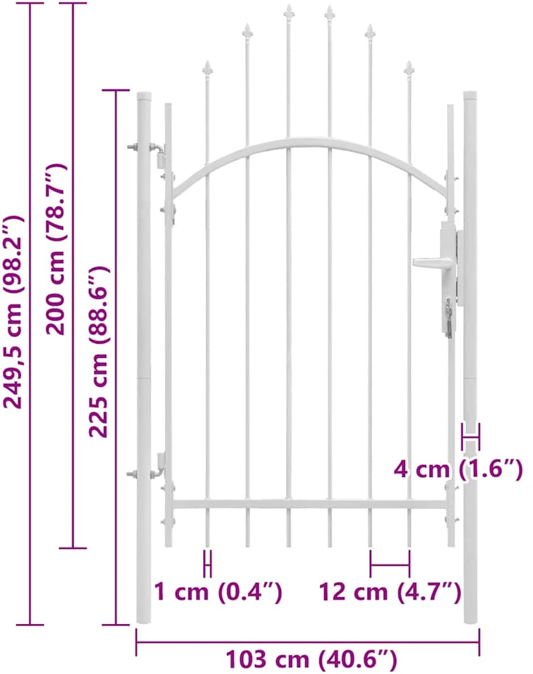 Sodo vartai Woerden, plieniniai, 1x2,45 m, balti