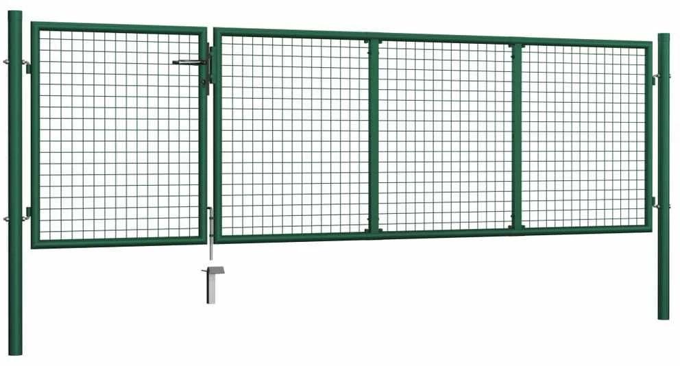 Sodo vartai, žalios sp., 350x100cm, plienas
