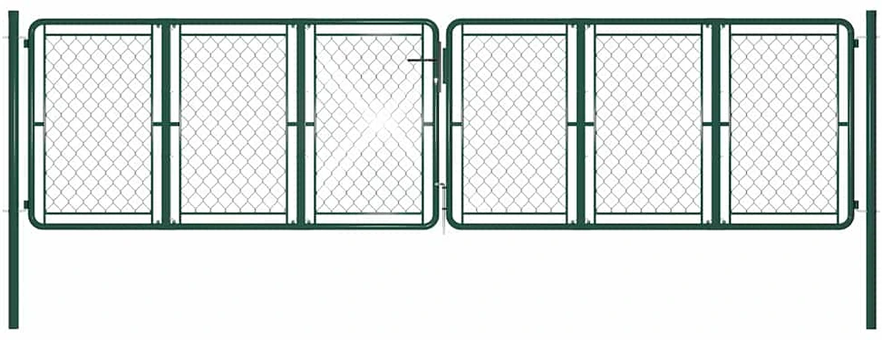 Sodo vartai, plieniniai, 400x100 cm, žali