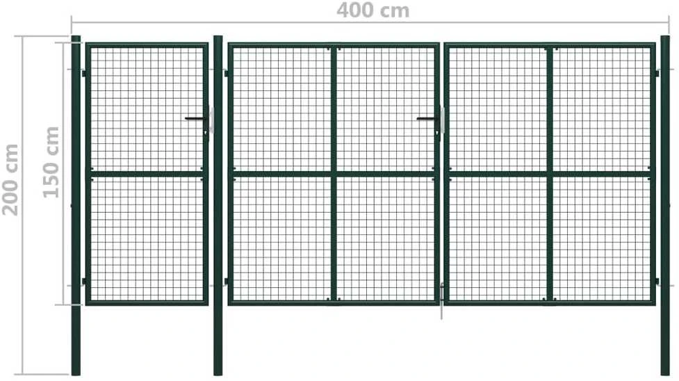 Sodo vartai, žalios spalvos, 400x150cm, plienas