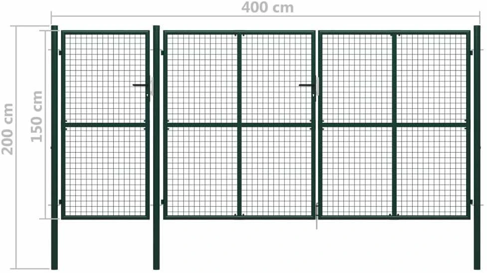 Sodo vartai, žalios spalvos, 400x150cm, plienas