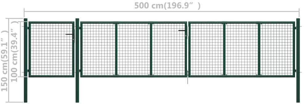 Sodo vartai, žalios spalvos, 500x100cm, plienas
