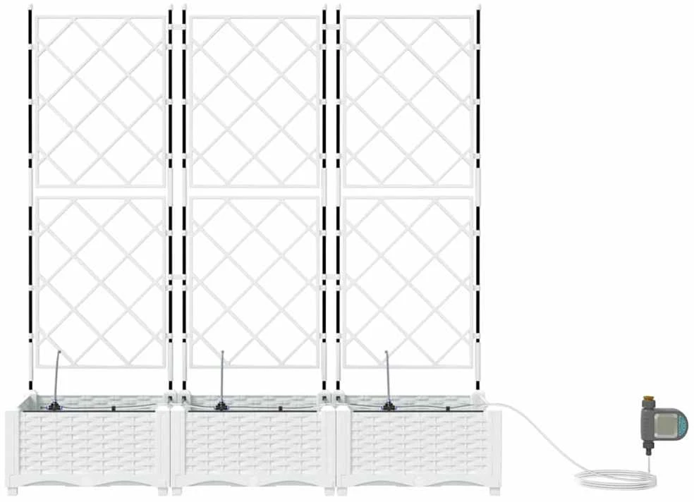 Sodo vazonas 3 vnt. Balta 120 x 40 x 126 cm PP