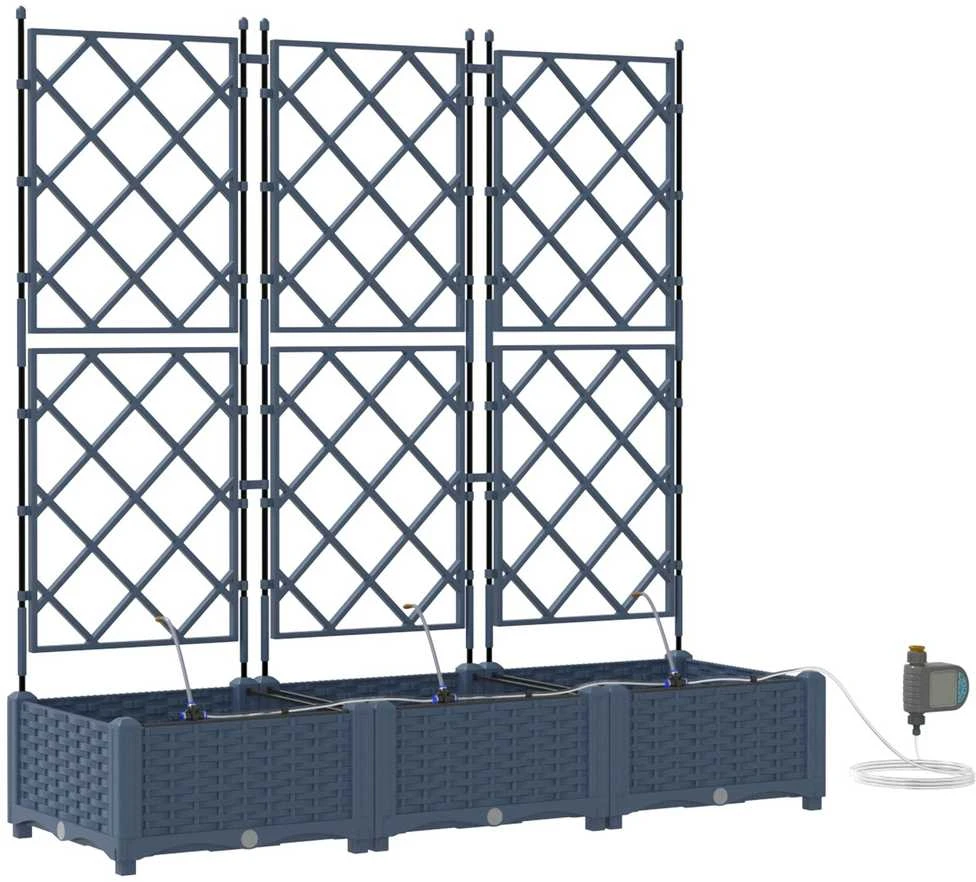 Sodo vazonas 3 vnt. Pilka 120 x 40 x 126 cm PP