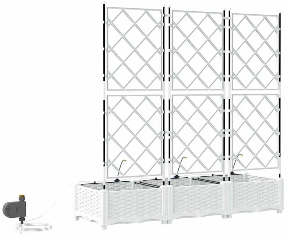 Sodo vazonas 3 vnt. Balta 120 x 40 x 126 cm PP