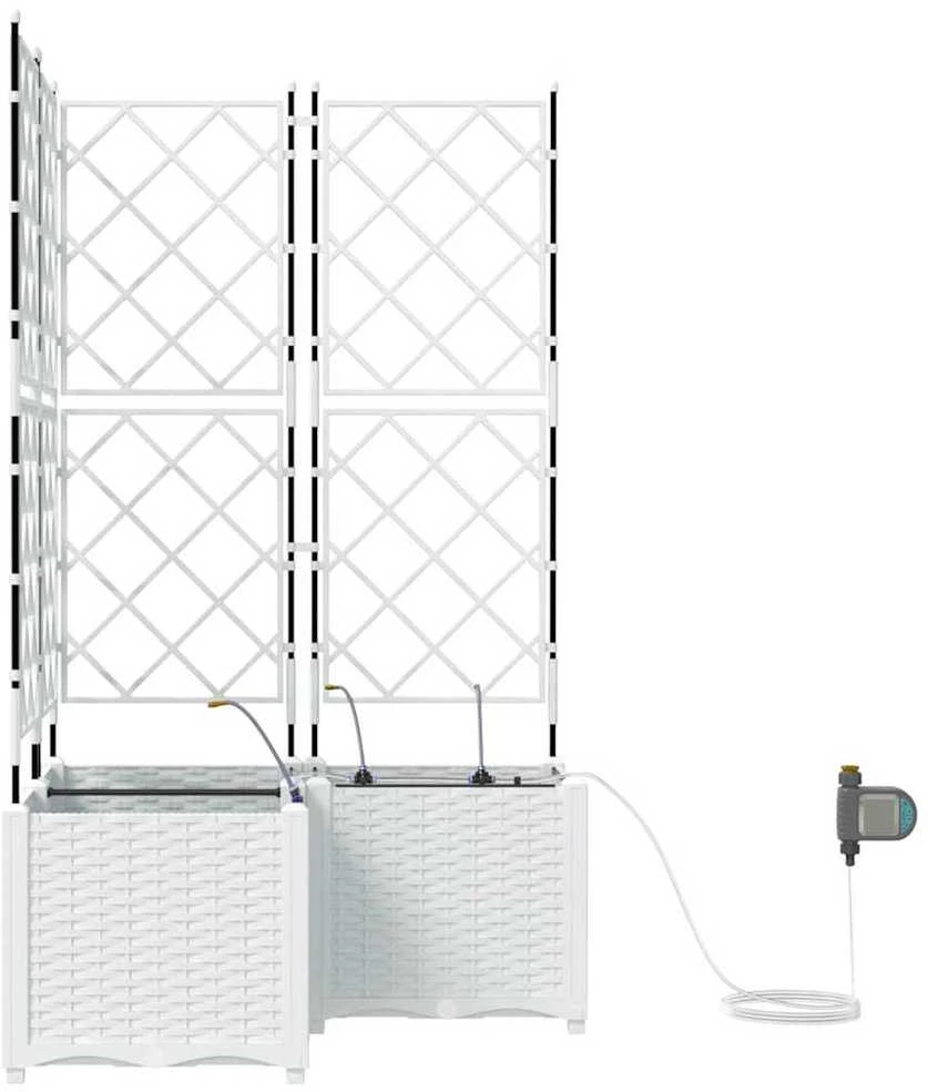Sodo vazonas 3 vnt. Balta 80 x 80 x 142 cm PP