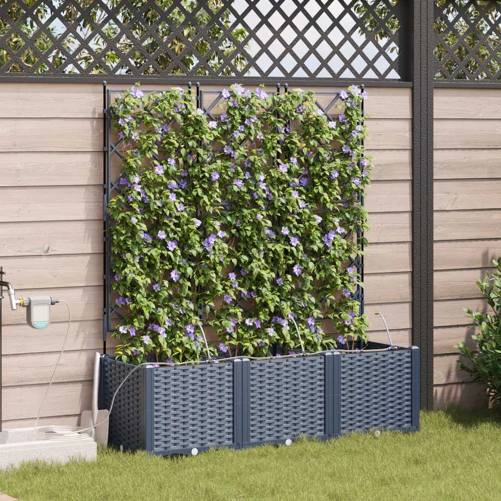 Sodo vazonas 3 vnt. Pilka 120 x 40 x 142 cm PP