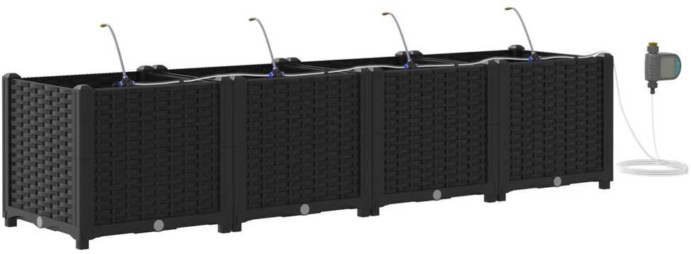 Sodo vazonas 4 vnt. Juoda 160 x 40 x 37,5 cm PP