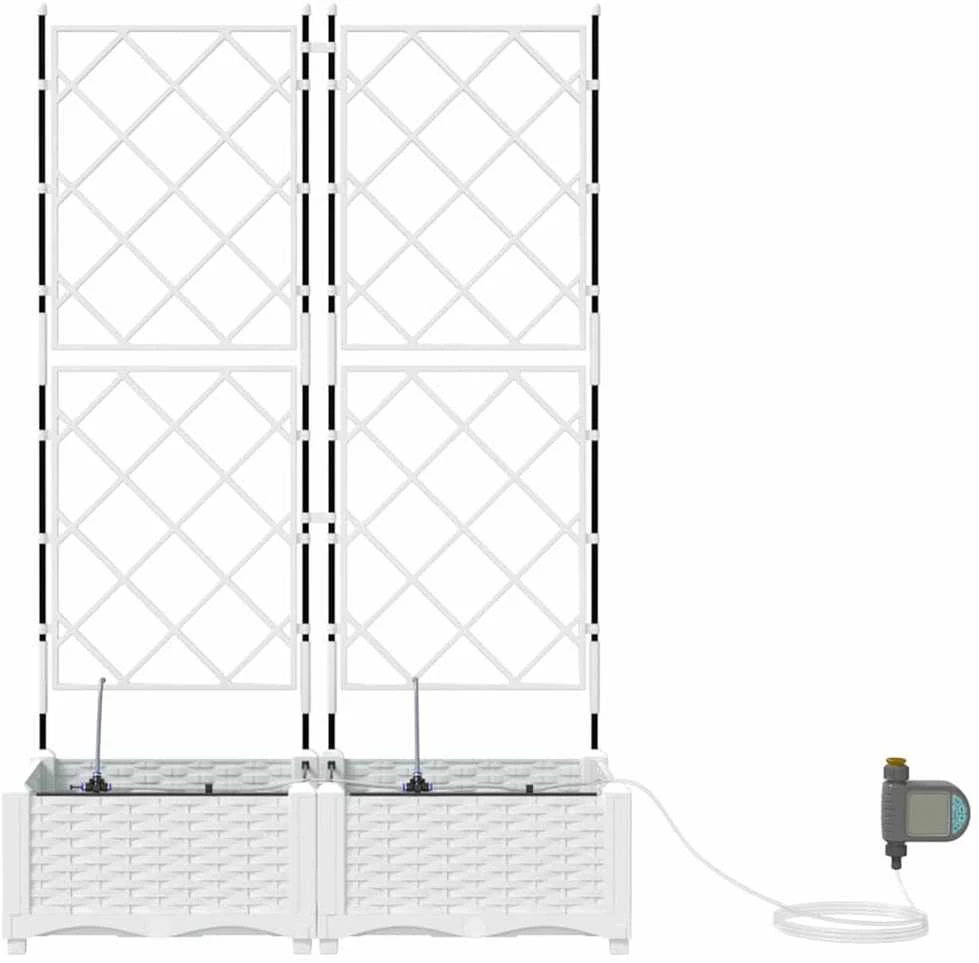 Sodo vazonas 2 vnt. Balta 80 x 40 x 126 cm PP