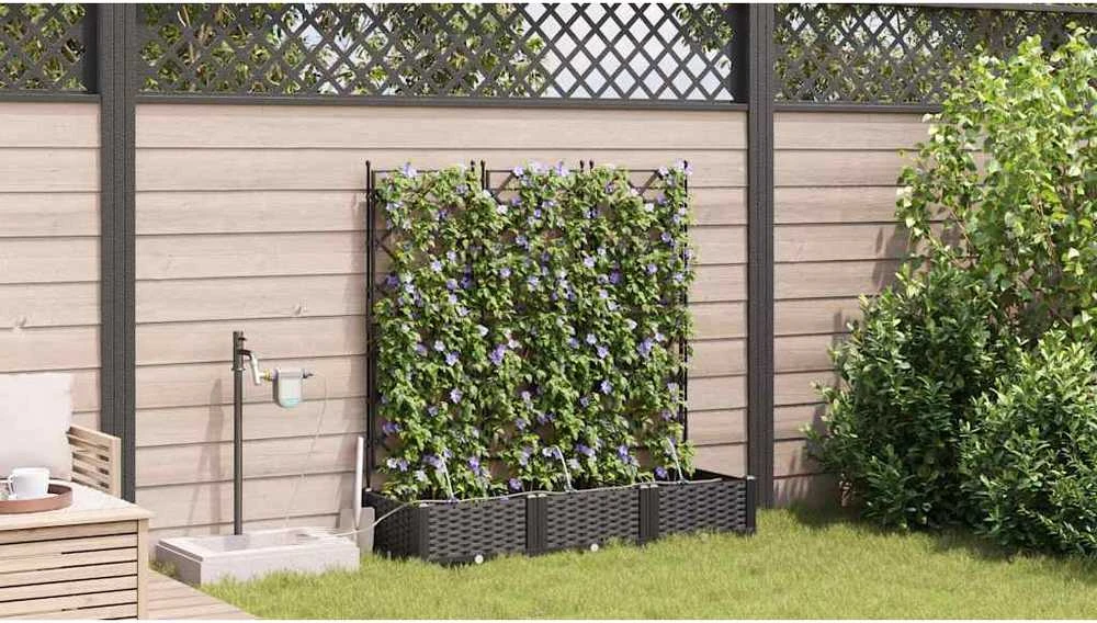 Sodo vazonas 3 vnt. Juoda 120 x 40 x 126 cm PP