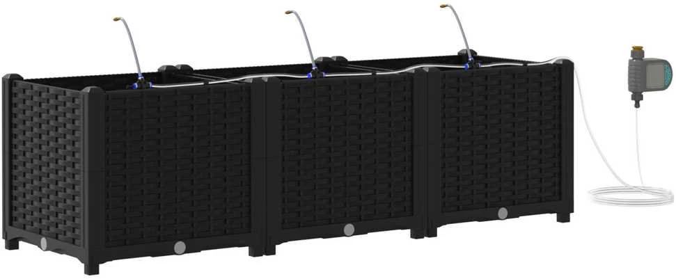 Sodo vazonas 3 vnt. Juoda 120 x 40 x 37,5 cm PP