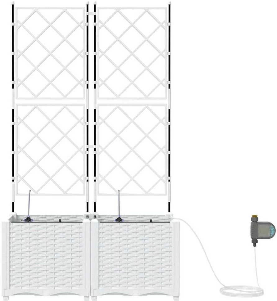 Sodo vazonas 2 vnt. Balta 80 x 40 x 142 cm PP