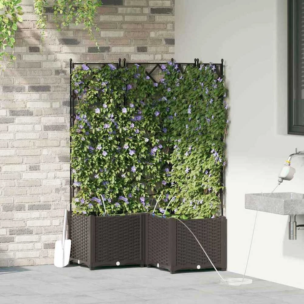 Sodo vazonas 3 vnt. Ruda 80 x 80 x 142 cm PP
