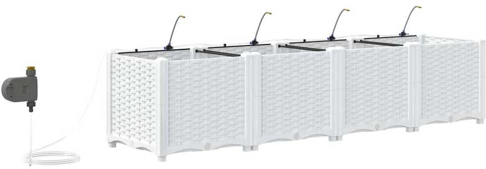 Sodo vazonas 4 vnt. Balta 160 x 40 x 37,5 cm PP