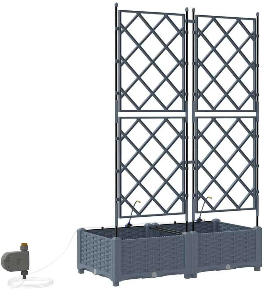 Sodo vazonas 2 vnt. Šviesiai pilka 80 x 40 x 126 cm PP