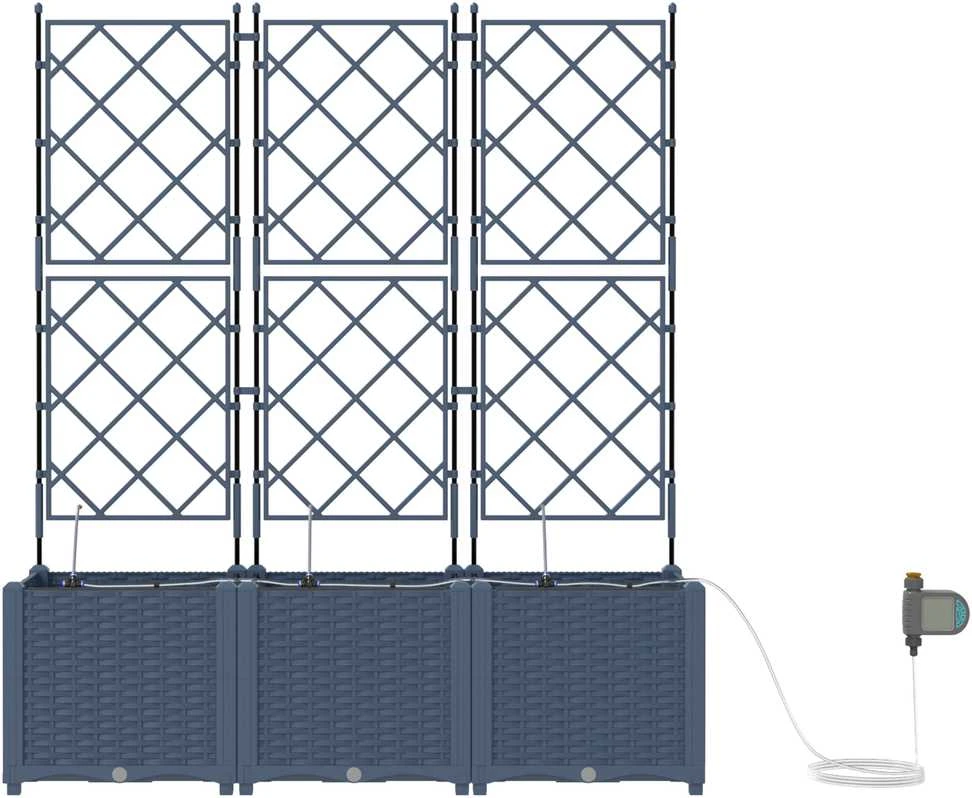 Sodo vazonas 3 vnt. Pilka 120 x 40 x 142 cm PP