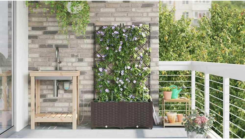 Sodo vazonas 2 vnt. Ruda 80 x 40 x 142 cm PP
