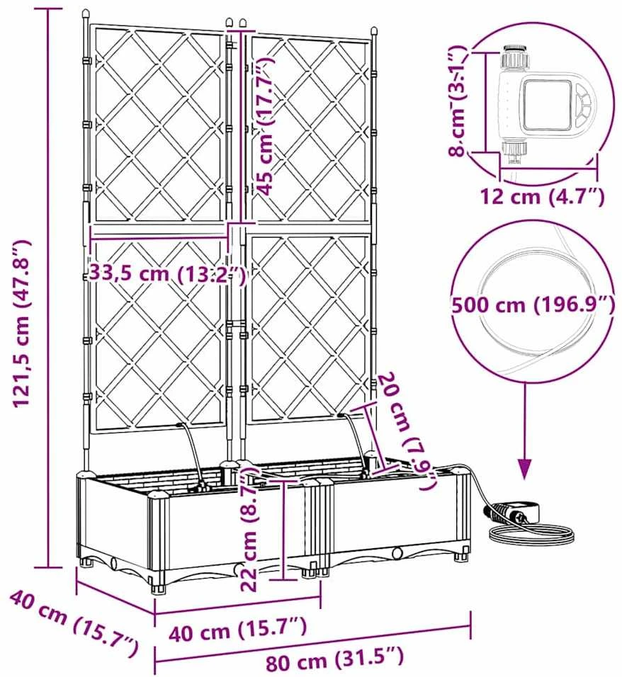 Sodo vazonas 2 vnt. Ruda 80 x 40 x 126 cm PP