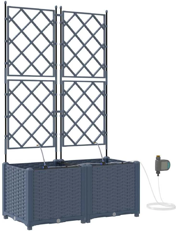 Sodo vazonas 2 vnt. Pilka 80 x 40 x 142 cm PP